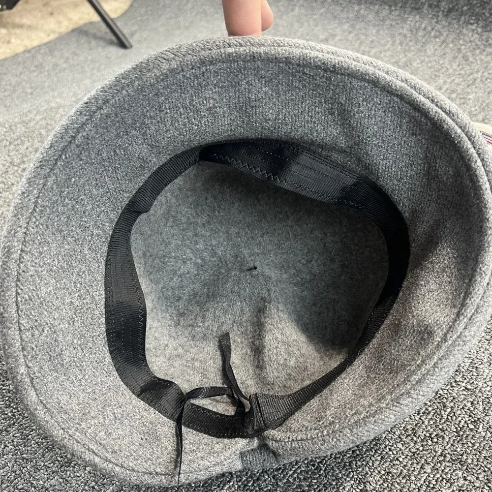 Vintage Aesthetic Grey Wool Blend Bow Cloche Hat One Size Winter Felt Fedora
